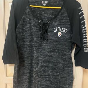 Steelers NFL Black and Gray Team Apparel 3/4 Sleeve